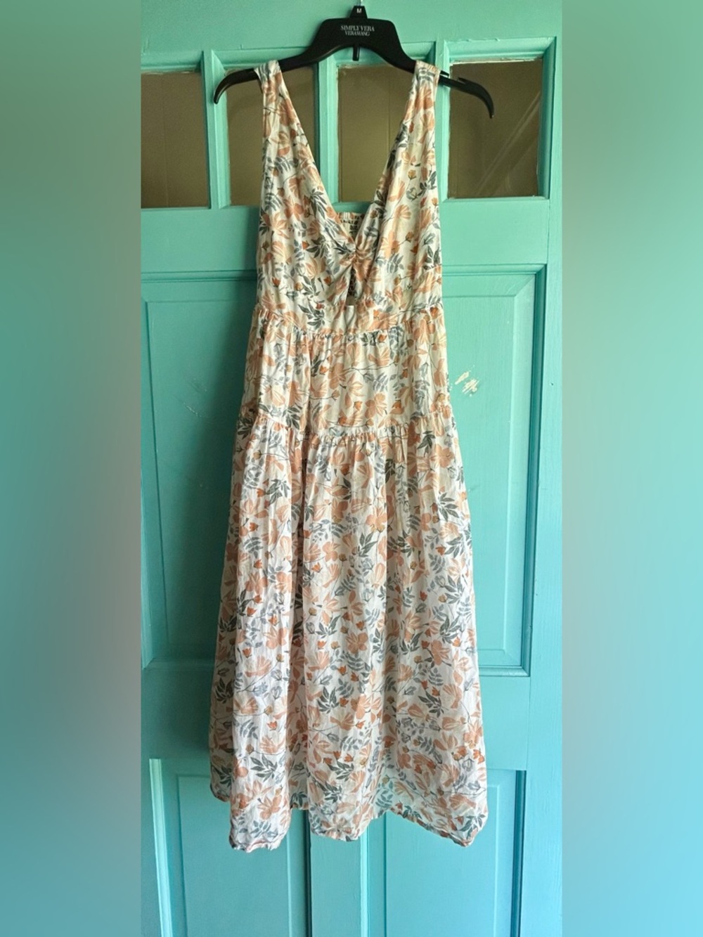 Joie Floral Midi Dress in Peach, Grey and Cream